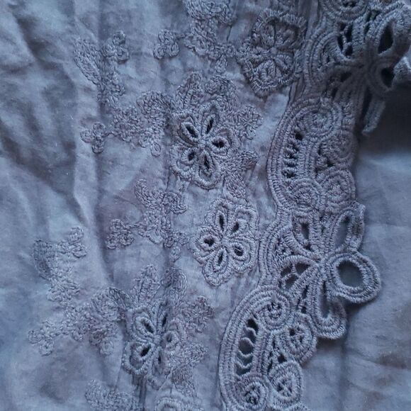 Johnny Was Blue Gray Floral Embroidered Boho Feminine Cotton Cardigan Size XS - Picture 4 of 6